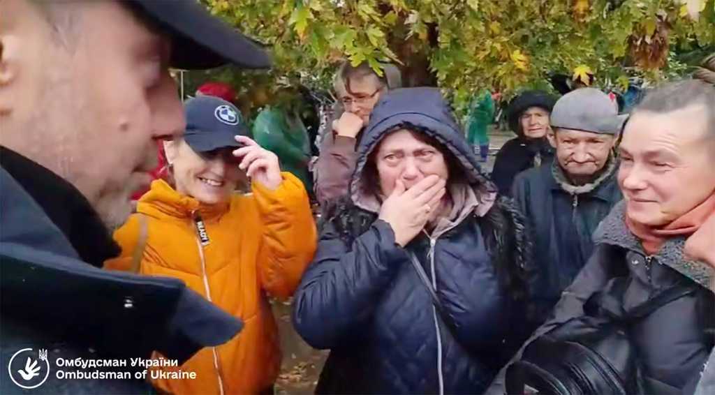 Ukrainian evacuees crossing into safety